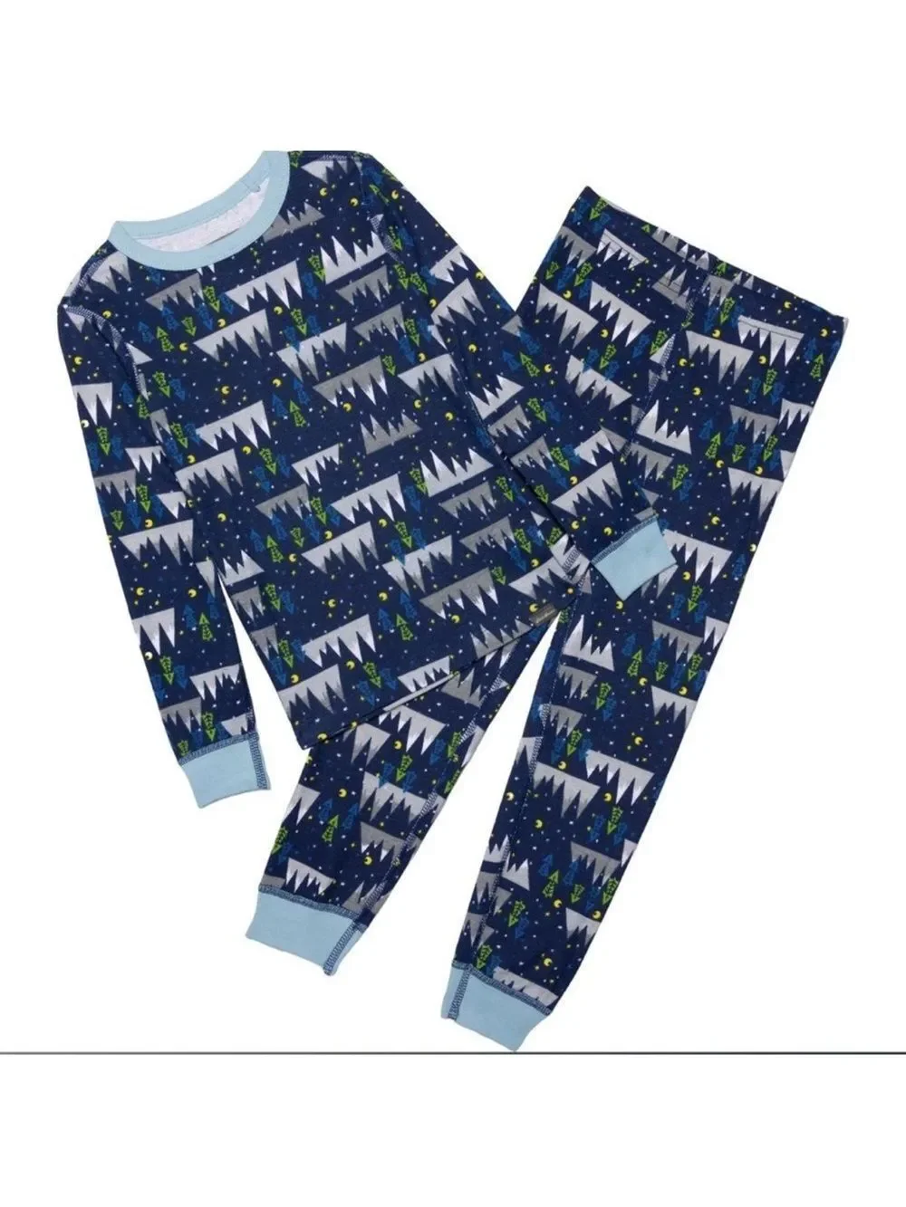 Eddie Bauer 2T Navy Christmas Trees Forest Moon Toddler Boy Cotton PJ Sleep Set